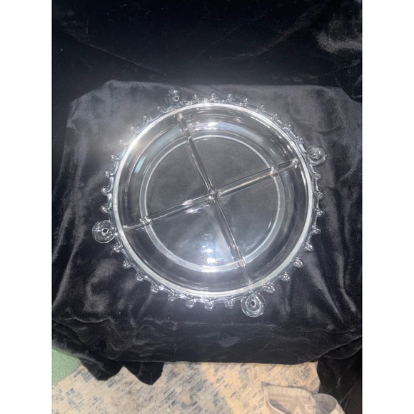 A.H.HEISELY Other - Divided Relish Dish Unisex 8.5in Clear Excellent Beaded Rim 4 Section